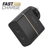OtterBox USB-C Fast Charge Dual Port Wall Charger (Type I) - 50W Combined - Black Shimmer