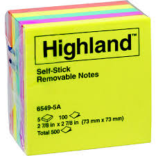 HIGHLAND NOTE 6549 ASSORTED COLOURS 73X73M