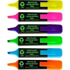 OSMER RECYCLED HIGHLIGHTERS - ASSORT- 2 EA COLOUR  BOX
