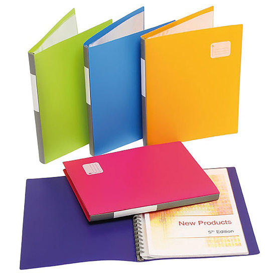 BOOK DISPLAY A4 FIXED 20 POCKET ASSORTED COLOURS